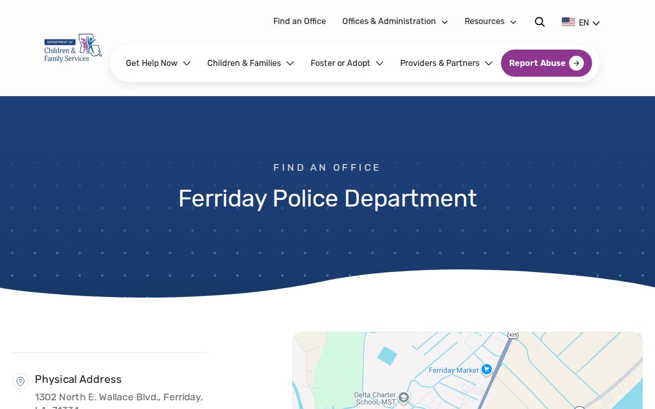 Louisiana government directory entry for Ferriday Police Department