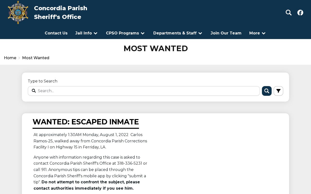 Concordia Parish arrest most wanted official source
